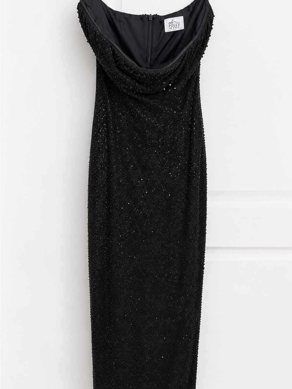 Oh Polly Black Beaded Evening Dress